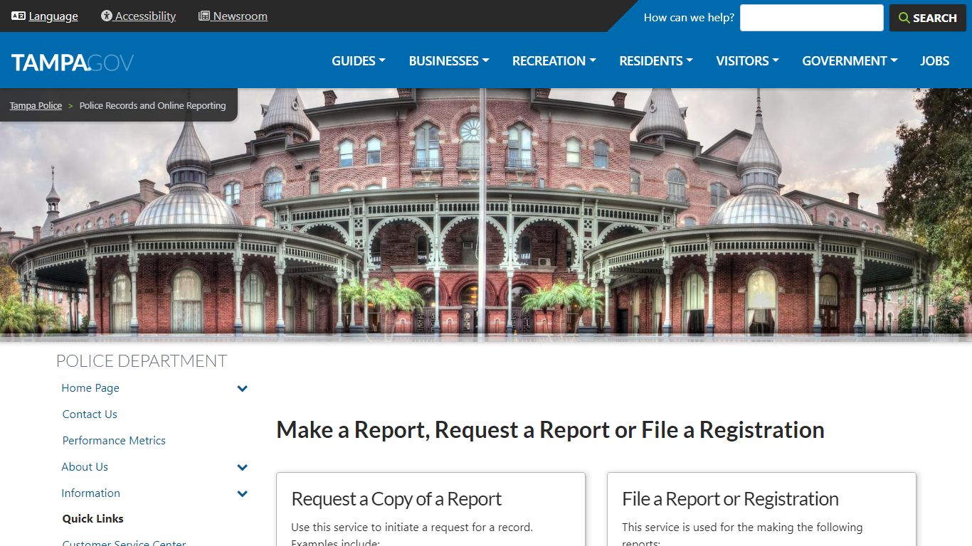 Police Records and Online Reporting | City of Tampa